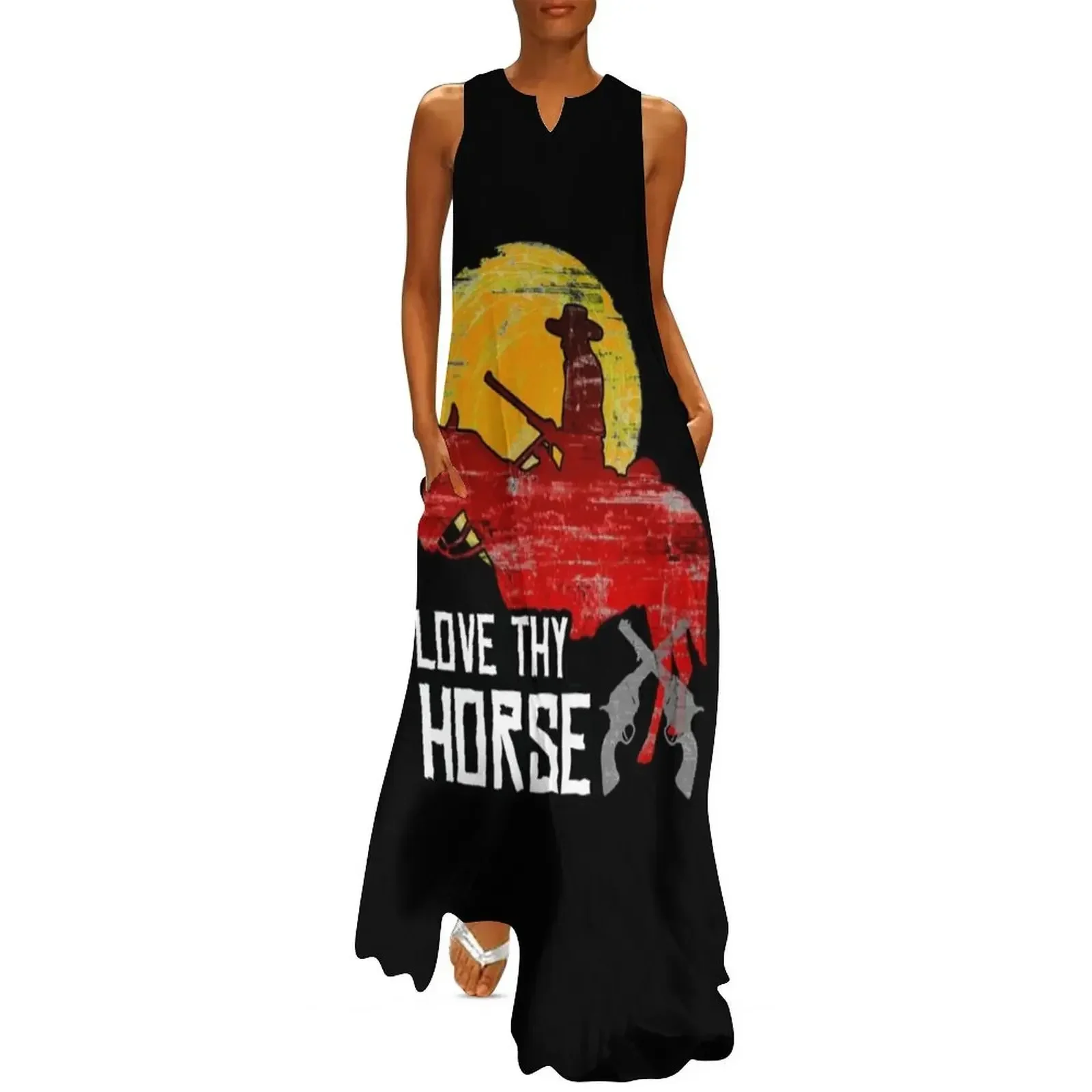 

Red Horse Sunset - LOVE THY HORSE, Redemption of the West Long Dress birthday dress for women luxury 2025 Bride dresses Dress