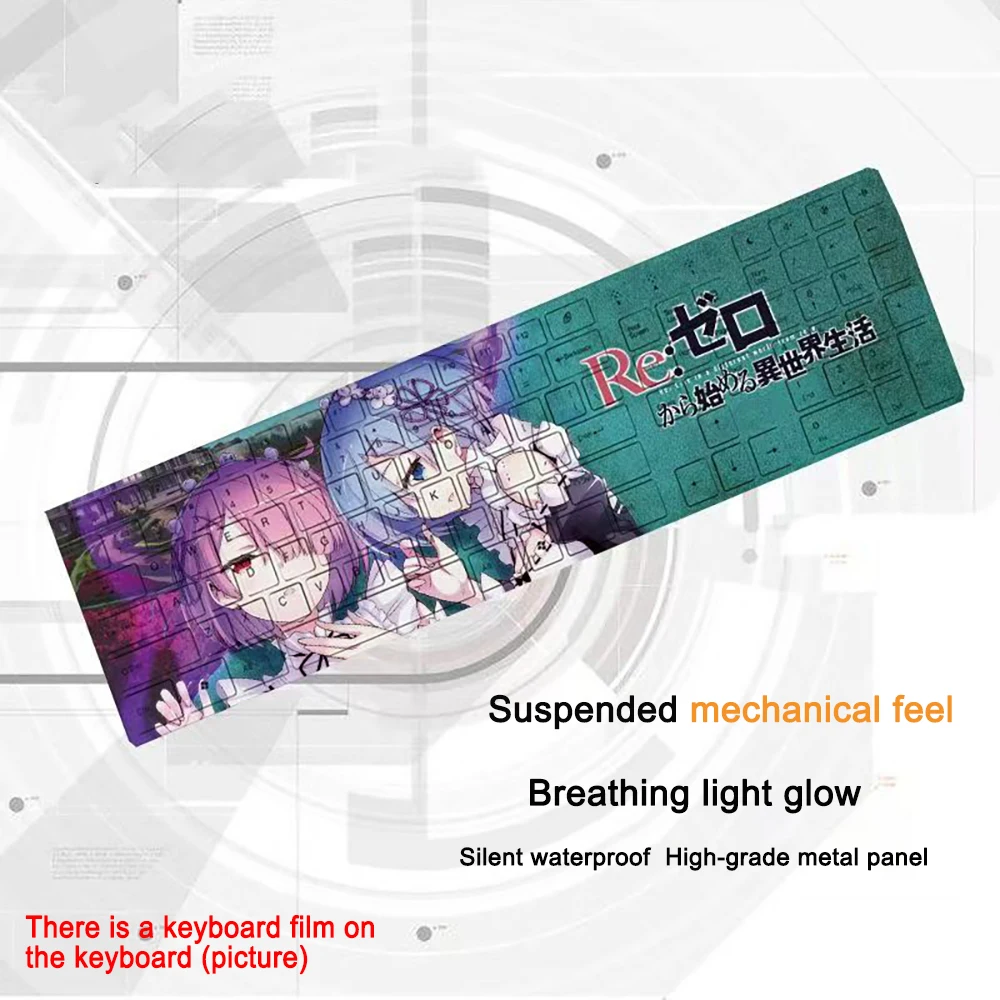 

104 Keys Re:Zero-Starting Life in Another World Keyboard Gaming Anime USB Wired Gaming Keyboard Keycap For Office Laptop Compute