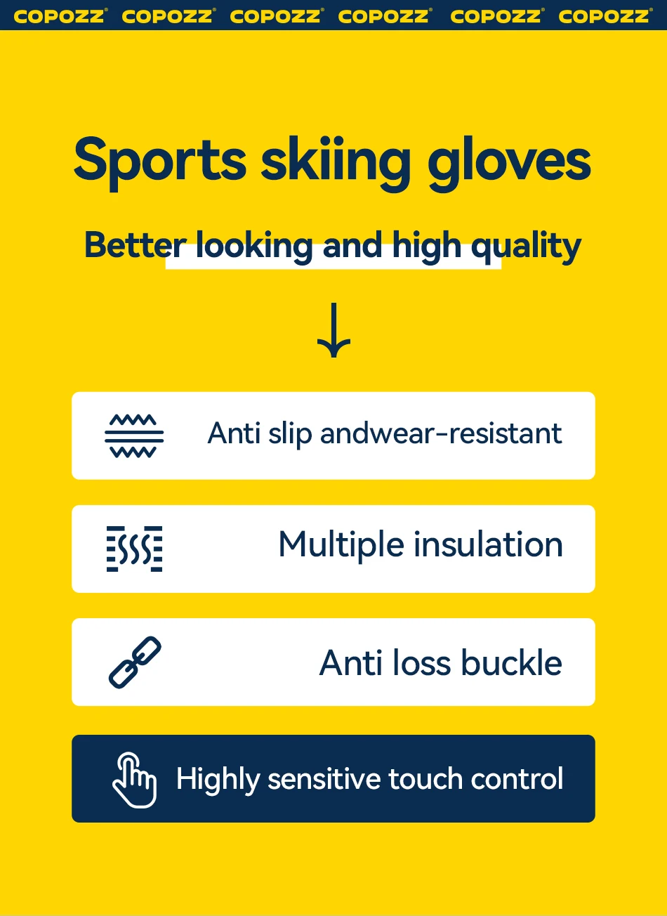 COPOZZ Verbesserte Verdickte Skihandschuhe Winter Herren Damen 3M Thinsulate Thermische Snowboardhandschuhe Wasserdichte Warme Fäustlinge Skihandschuhe – Detail 2