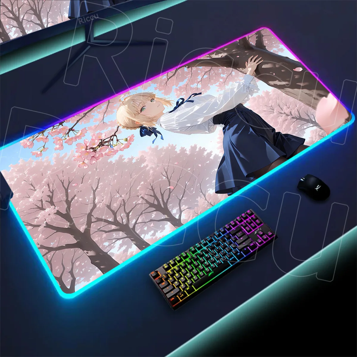

RGB коврик для мыши HD Печать Аниме Fate Saber Alter Коврик для мыши Ноутбук Игровой компьютер ПК Геймер Большой коврик для мыши Коврик для клавиатуры Настольные коврики