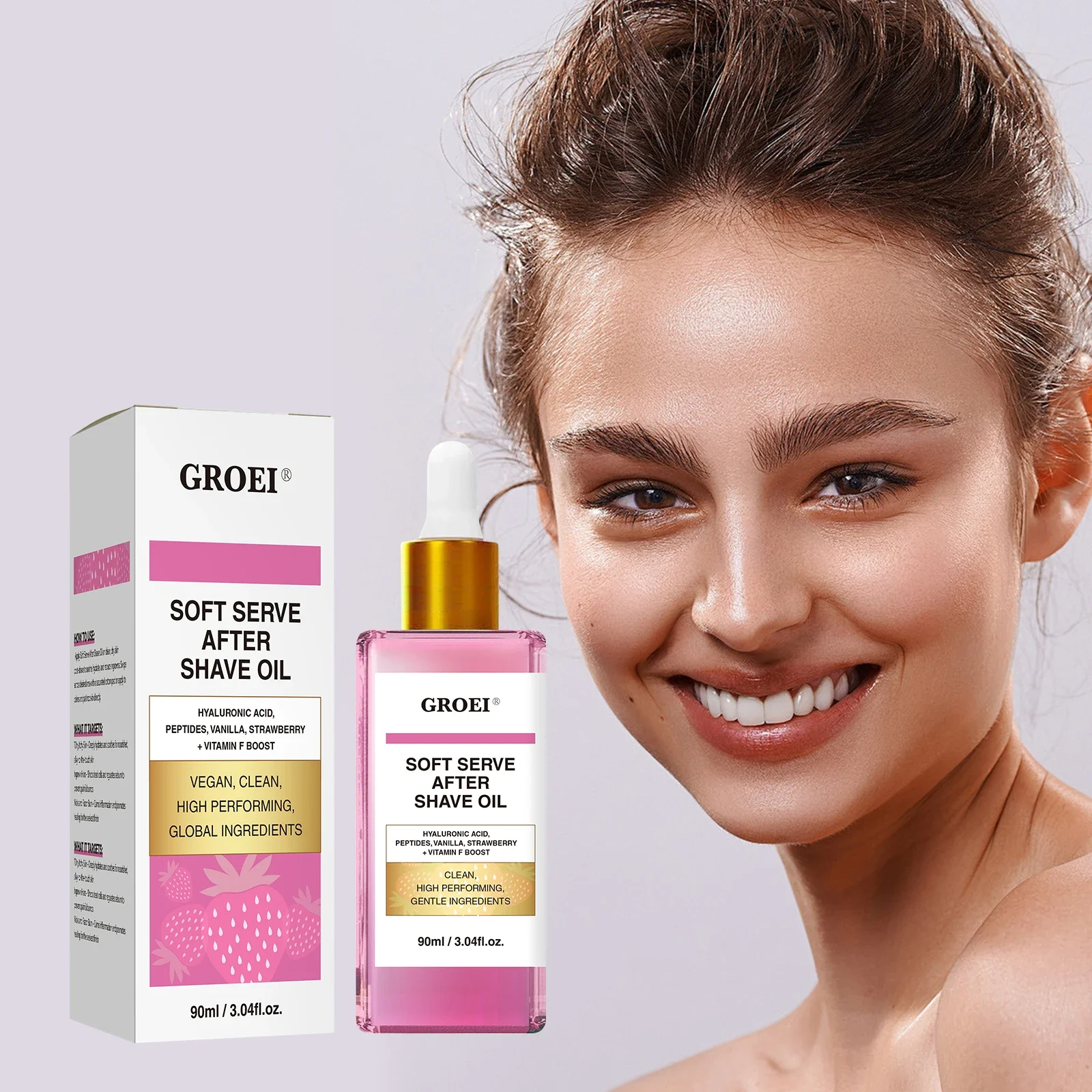 90 مللي فانيليا الفراولة لترطيب البشرة الناعمة، زيت الحلاقة الناعم، زيت الحلاقة بعد الإبط حقًا لجميع أنواع البشرة