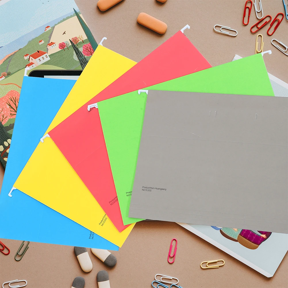 5Pcs Hanging File Folders A4 Colorful Office Supplies Portable Bills Holder ganize Documents Letters Wear Resistant Stable