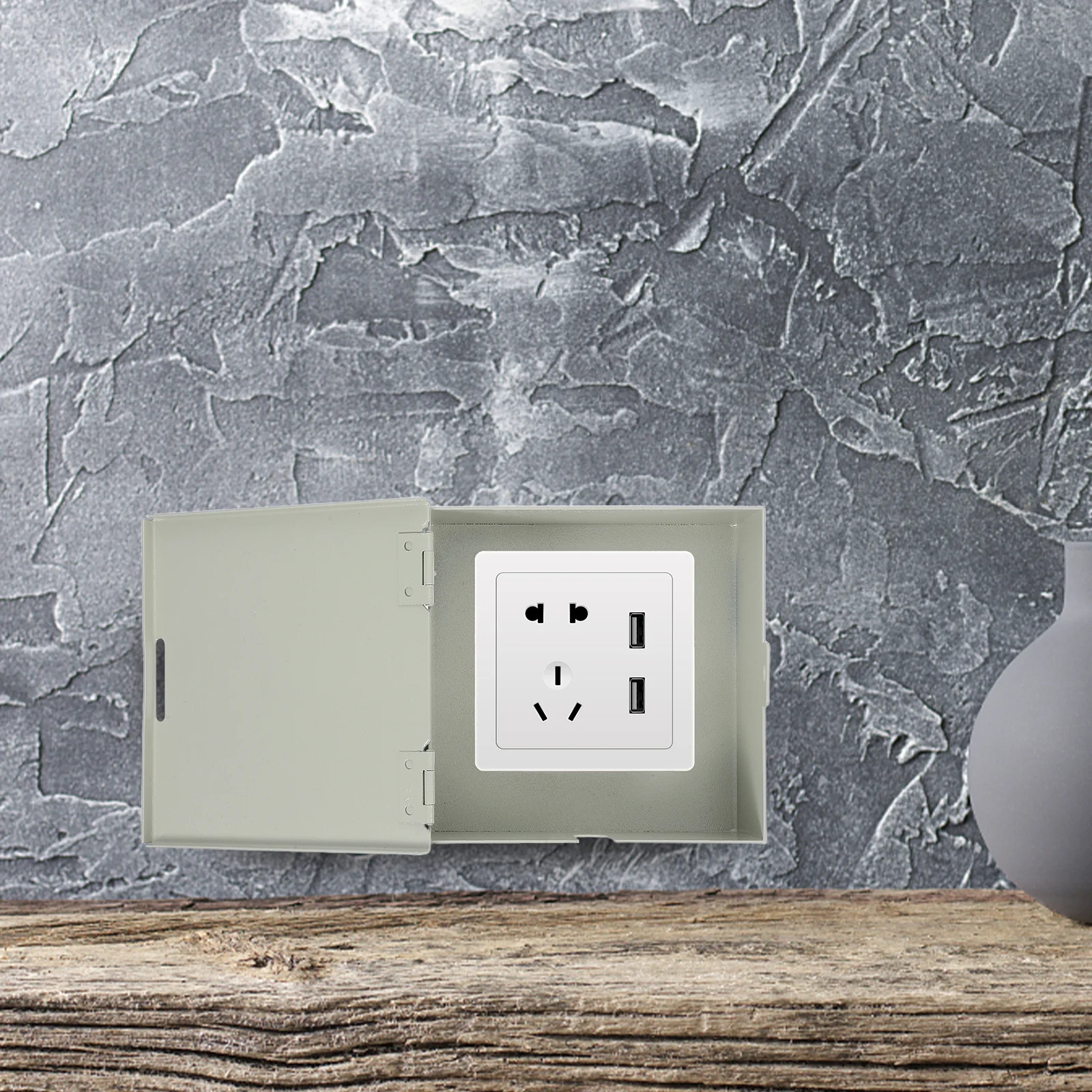 

4.8x4.7x2.8 Lockable Metal Outlet Cover Waterproof Heavy Duty Electric Socket Protector for Indoor and Outdoor Use