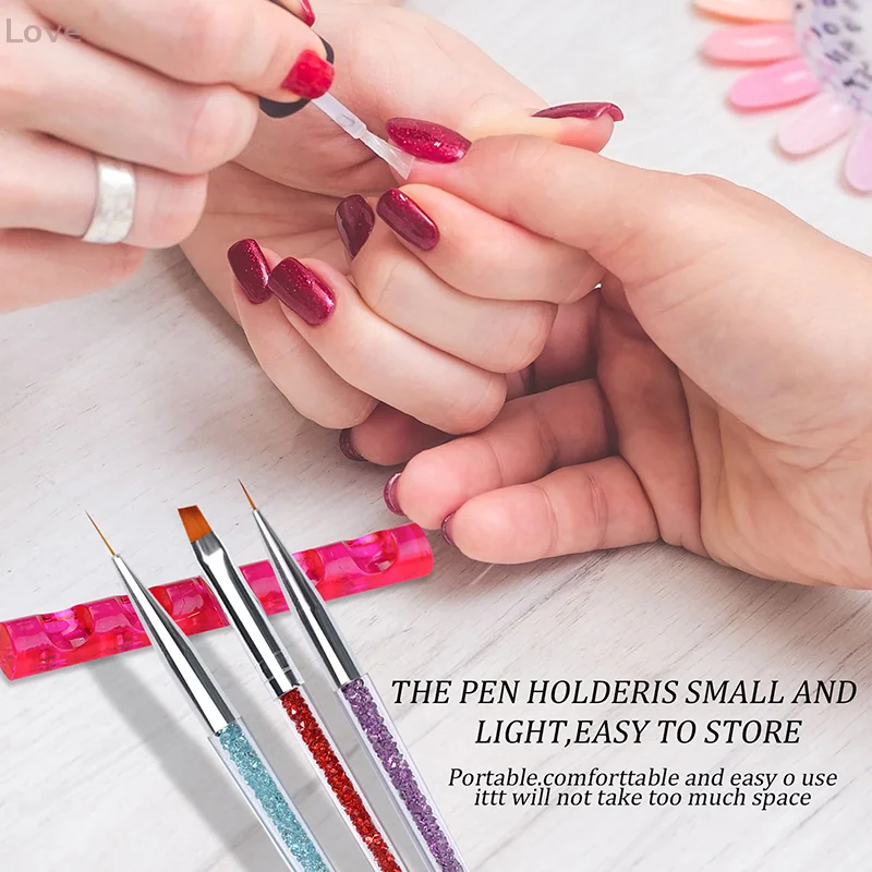 Portapenne per unghie Portapenne portatile per pennelli per unghie Accessori per unghie per nail art Penna per fototerapia Portapenne con barra di cristallo Durevole