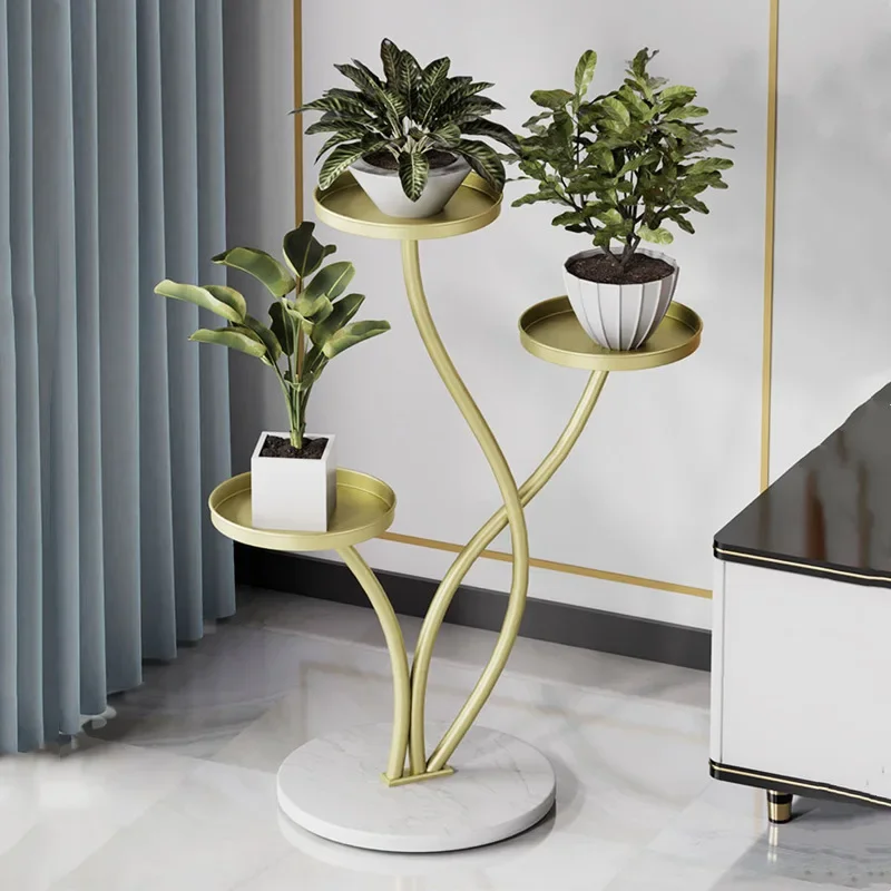 Plant Shelf Modern Minimalist Balcony Succulent Green Radish Floor Flower Stand Stone Plate Jardiniere Storage Rack Living Room