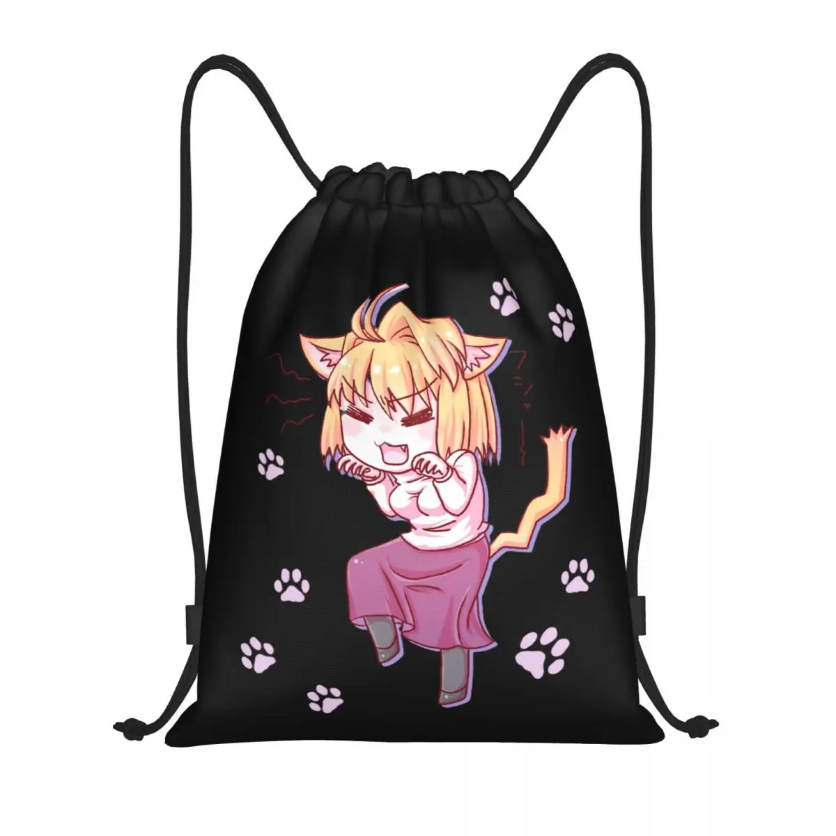 

Neco Arc Cat Drawstring Backpack Sports Gym Bag for Men Women Funny Meme Anime Manga Training Sackpack