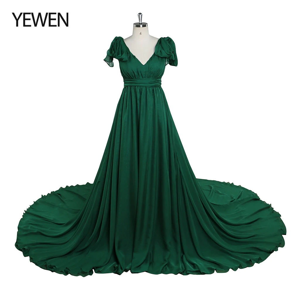 V Neck A-Line Silk Chiffon Maternity Dresses for Photo Shoot Gown Photo Session Baby Shower YEWEN YW221102