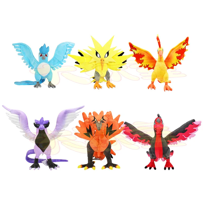 

6-стильная плюшевая кукла Pokemon Zapdos Articuno Moltres Galarian Zapdos Peluche, аниме, мультяшная мягкая игрушка на день рождения, подарок для детей