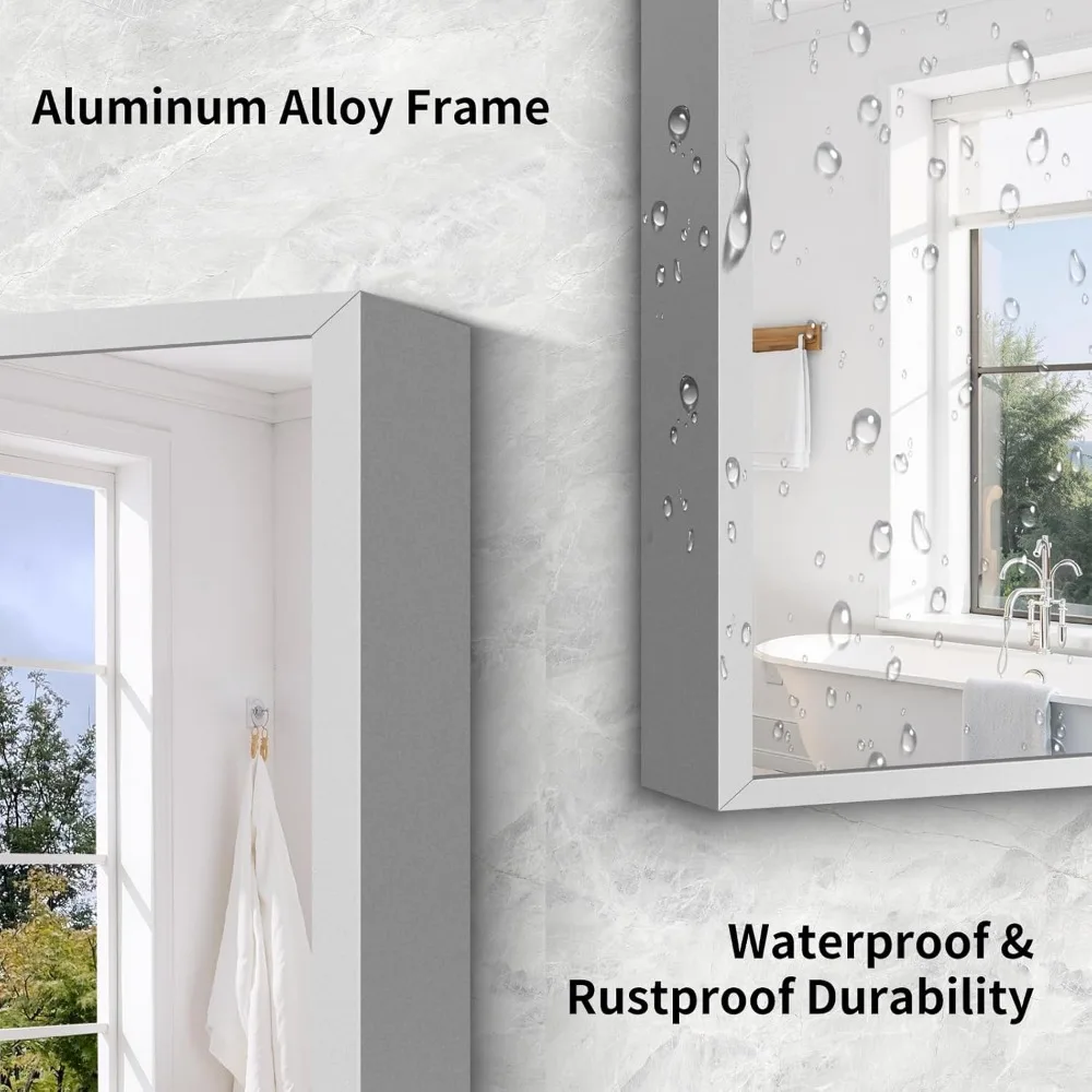 Espelho grande de comprimento total com estrutura de alumínio para quarto e sala de estar - Espelho grande ideal para montagem na parede e