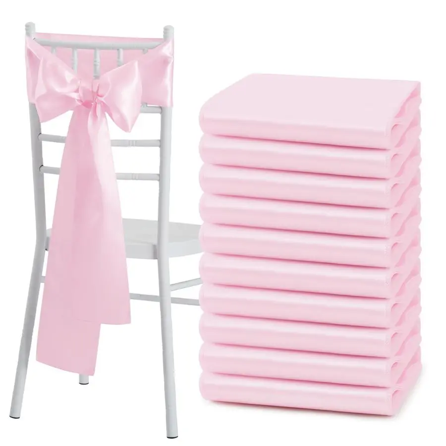 

50 шт. розовых атласных лент-бантов для стульев, универсальные чехлы для стульев для свадеб, приемов, банкетов, вечеринок, декораций для мероприятий в отелях