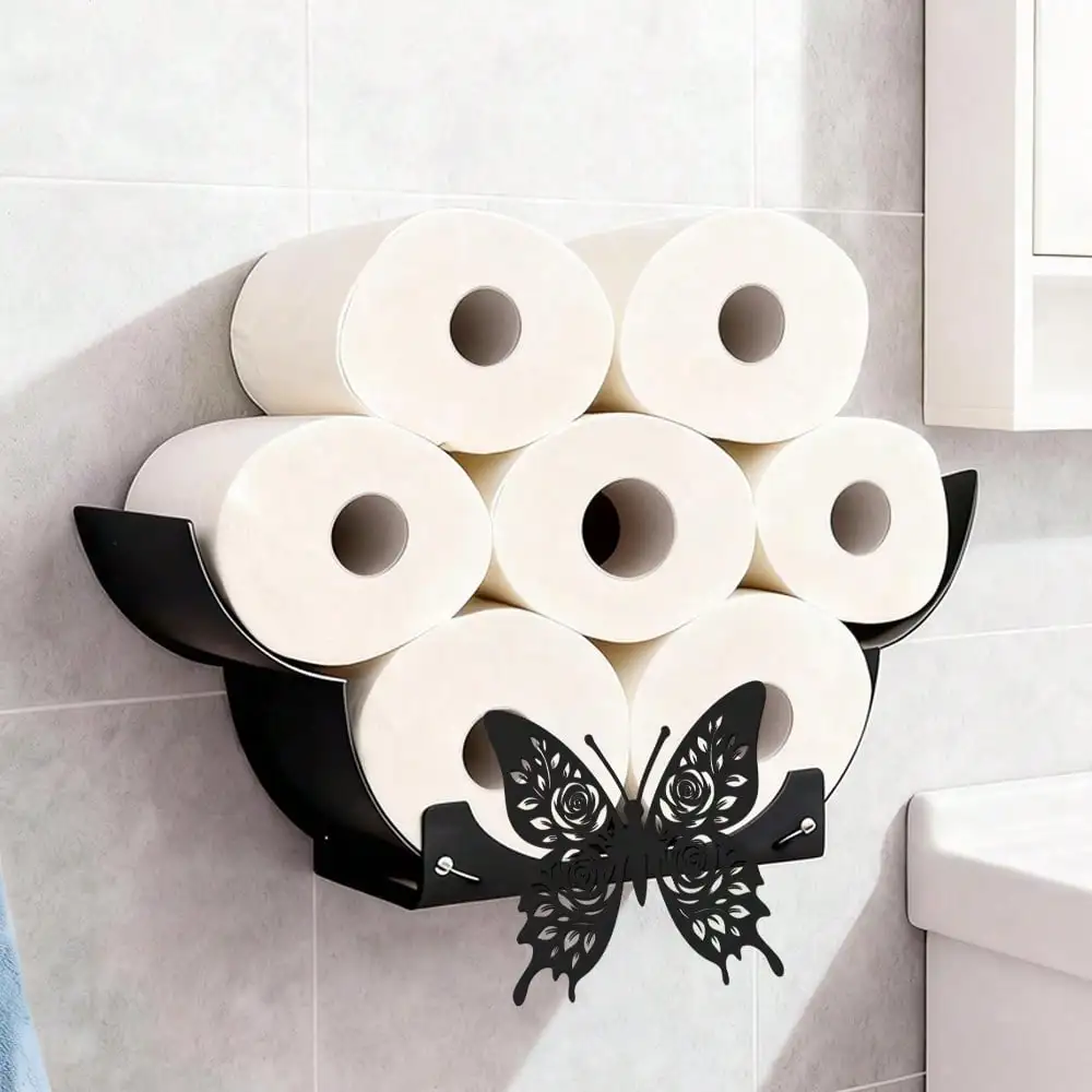Butterfly Tissue Holder, DIY Decorative Hanging Accessory Suitable For Bathrooms, Kitchens, And Bedrooms. It's Extendable, Foldable, Making It A Practical Home Decor Item. A Creative Toilet Paper Storage Rack.