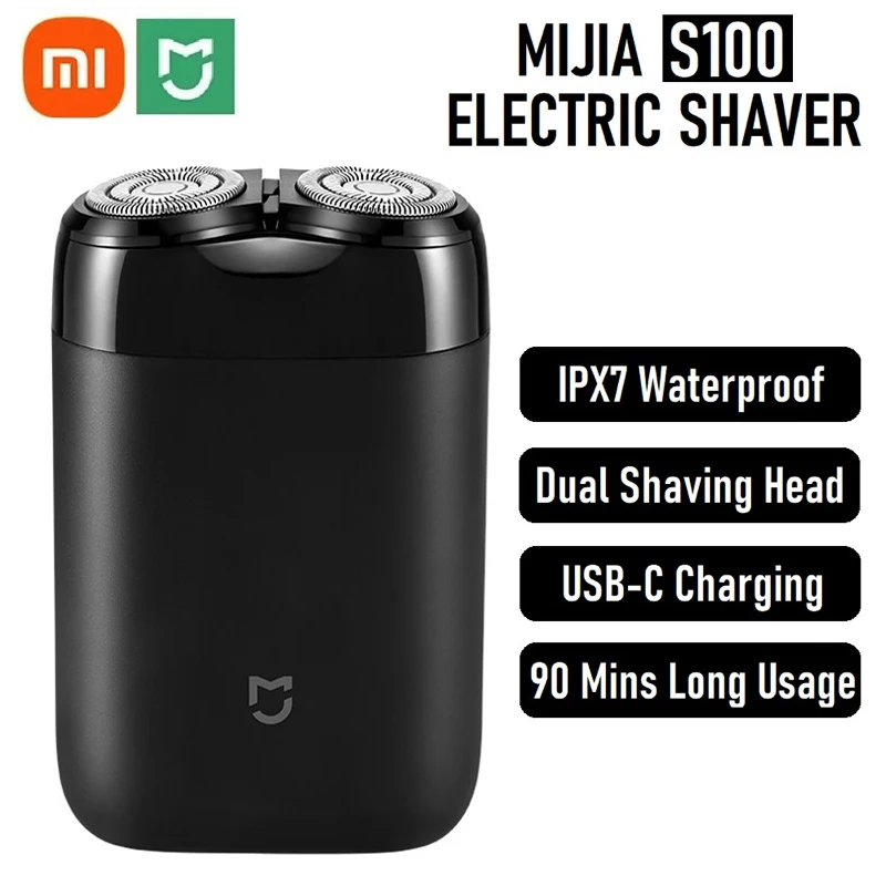 

XIAOMI Mijia Electric Shaver S100 Twin Blade Dry Wet Razor Portable Beard Trimmer Cutter TypeC Rechargeable Men Razors Machine