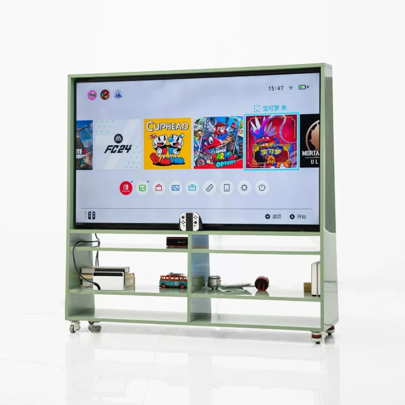 Solid Wood TV Cabinet Movable Multifunctional Locker Modern Simple Living Room Floor-to-ceiling TV Shelf Tv Stand Furniture