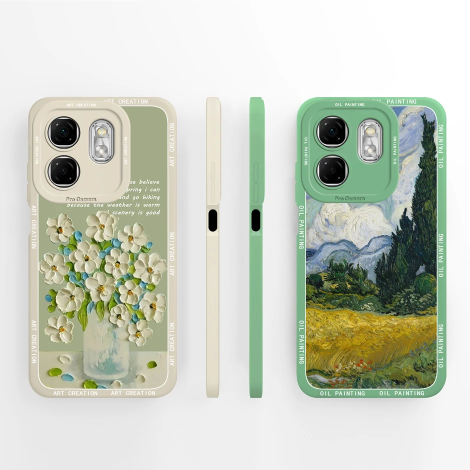 جراب هاتف انفينيكس سمارت 9 جميل لوحة زيتية زهور سيليكون لينة غطاء خلفي واقي لهاتف انفينيكس سمارت 9 Fundas الوفير