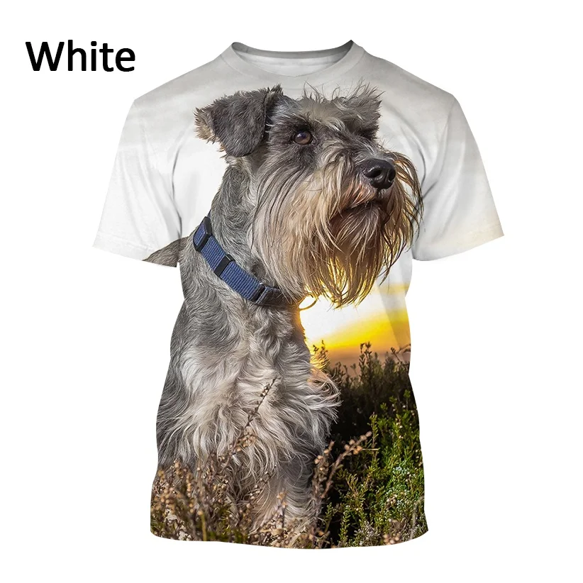 Men and Women Funny Cute Puppy Street Top New Fashion Schnauzer Animal Dog Print Short-sleeved T Shirt