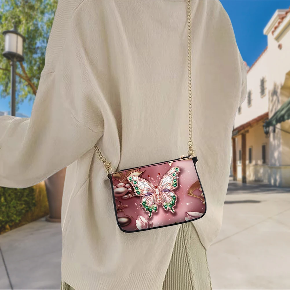 Sac à main en forme de tournesol et de papillon, peinture diamantée, pochette de soirée, sac à main 5D DIY en diamant pour femmes et filles