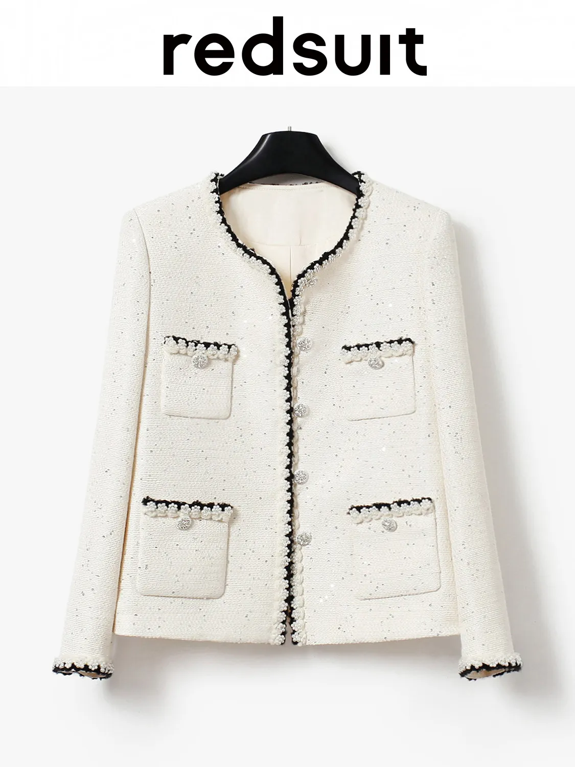 New  Exquisite contrasting lace design with four pockets for stylish jacket Custom Size