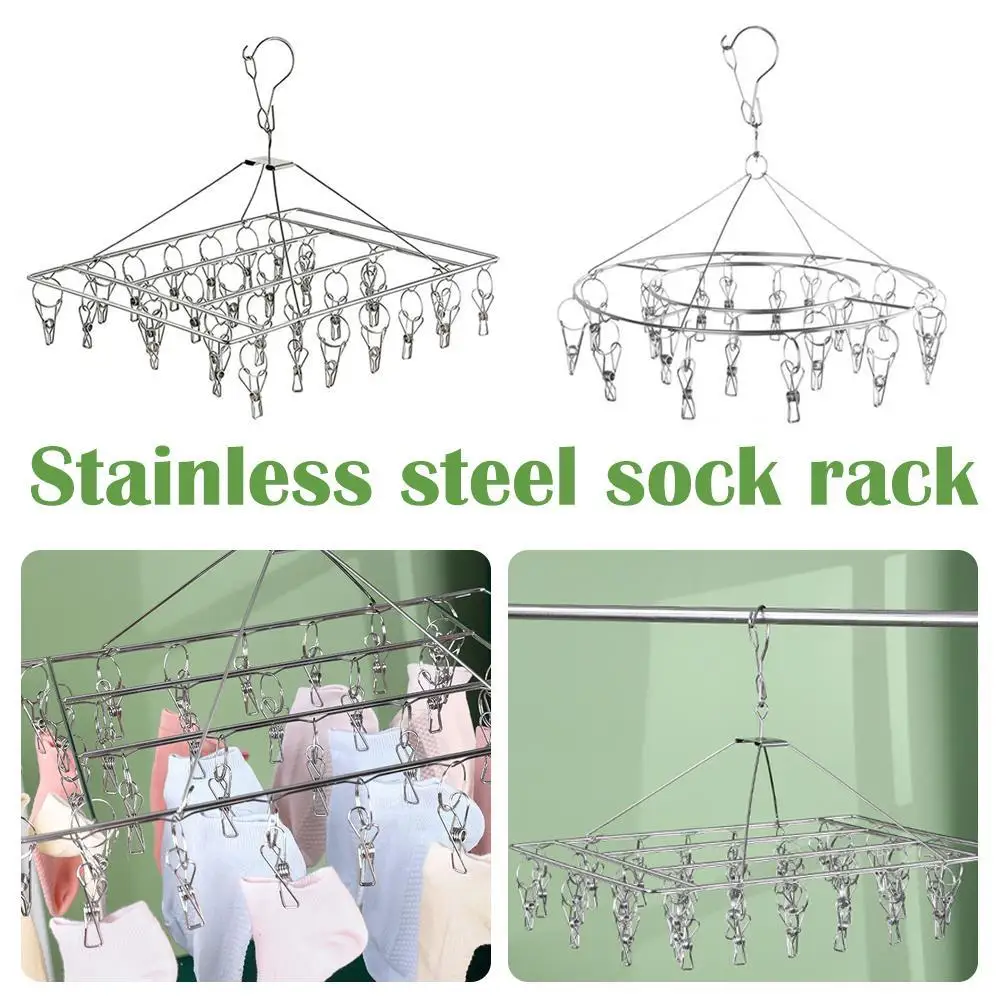 Stainless Steel Windproof 30 Clips Clothespin Laundry Towel Bra Hook Clothes Rack Peg Drying Sock Clothesline Drye Airer Ha S1U3