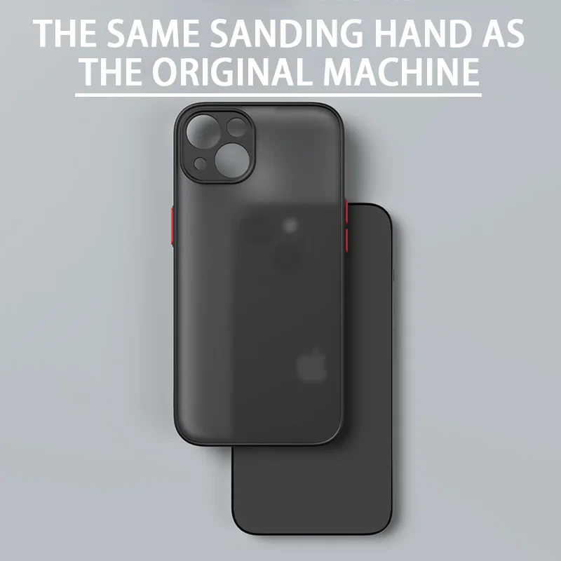 Shockproof Armor Matte Case For iPhone 14 13 12 11 Pro Max XR XS X 6 7 8 Plus SE Mini Silicone Bumper Clear Hard PC Cover Capa