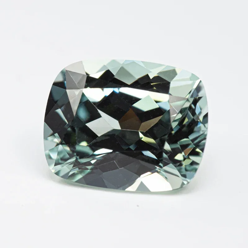 Lab Grown Sapphire Green Color Rectangular Cushion Shape VVS1 Gemstone Charms DIY for Jewel Making Selectable AGL Certificate