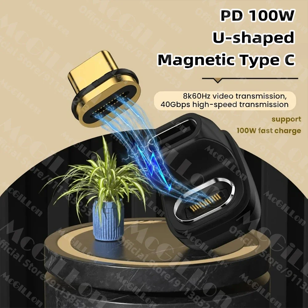 USB4 40Gbps Magnetischer Adapter 100W USB C zu Typ C Schnelllade-Konverter für Thunderbolt3 8K@60Hz USB Typ C Adapter – Detail 13