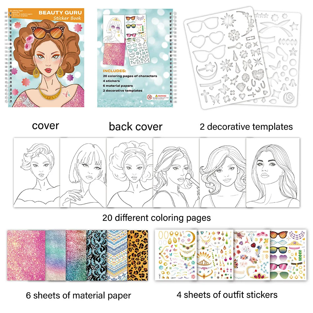 Nuevo libro de pegatinas de vestir, conjunto de libros para colorear a la moda, accesorios de Anime Kawaii, regalos bonitos de dibujos animados, juguetes creativos DIY