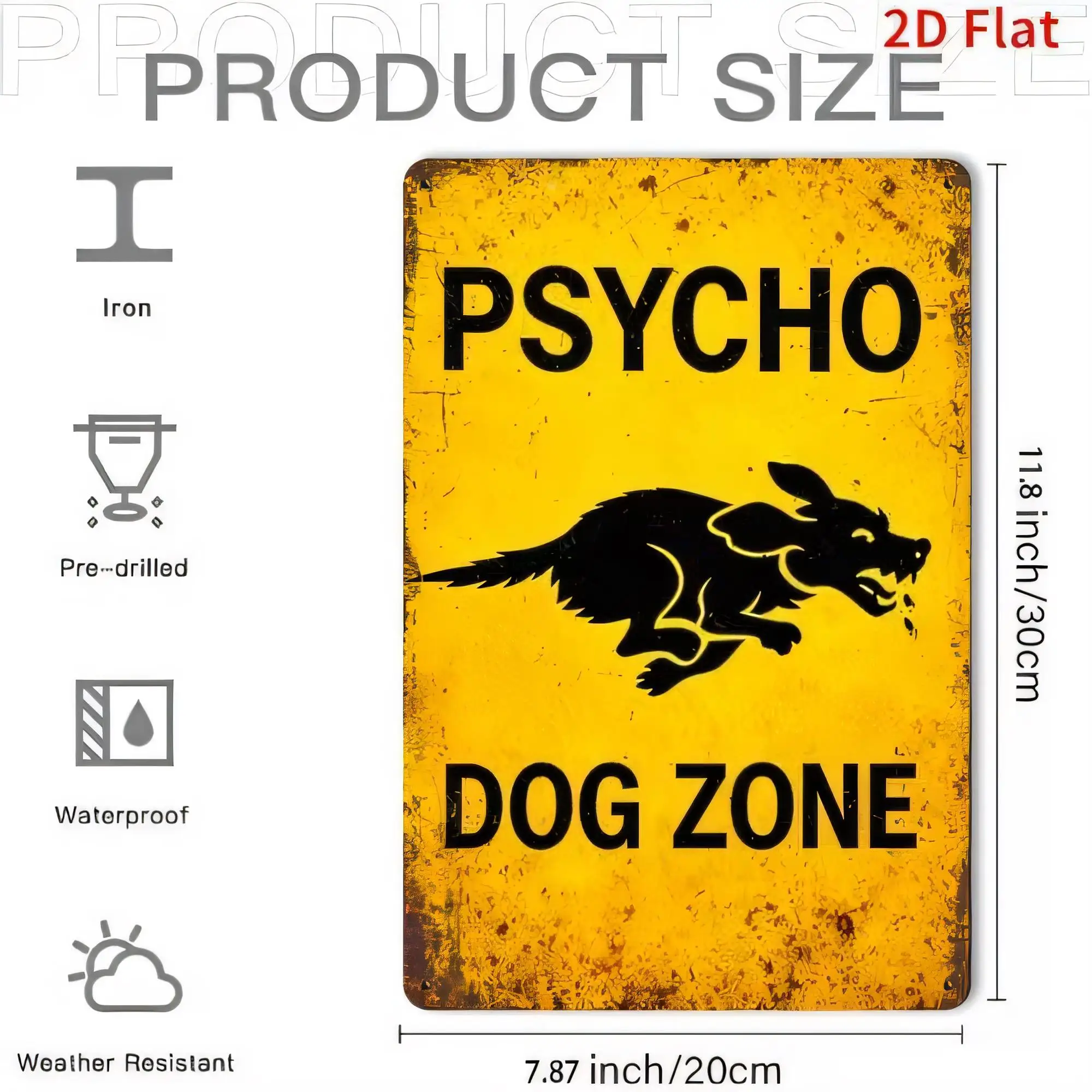 Image of Blechschild PSYCHO DOG ZONE Metall-Wandplakette im Vintage-Stil Poster für Hundeliebhaber, lustige, ausgefallene Warnhinweise, dekorativ für Garage, Bar, Pub