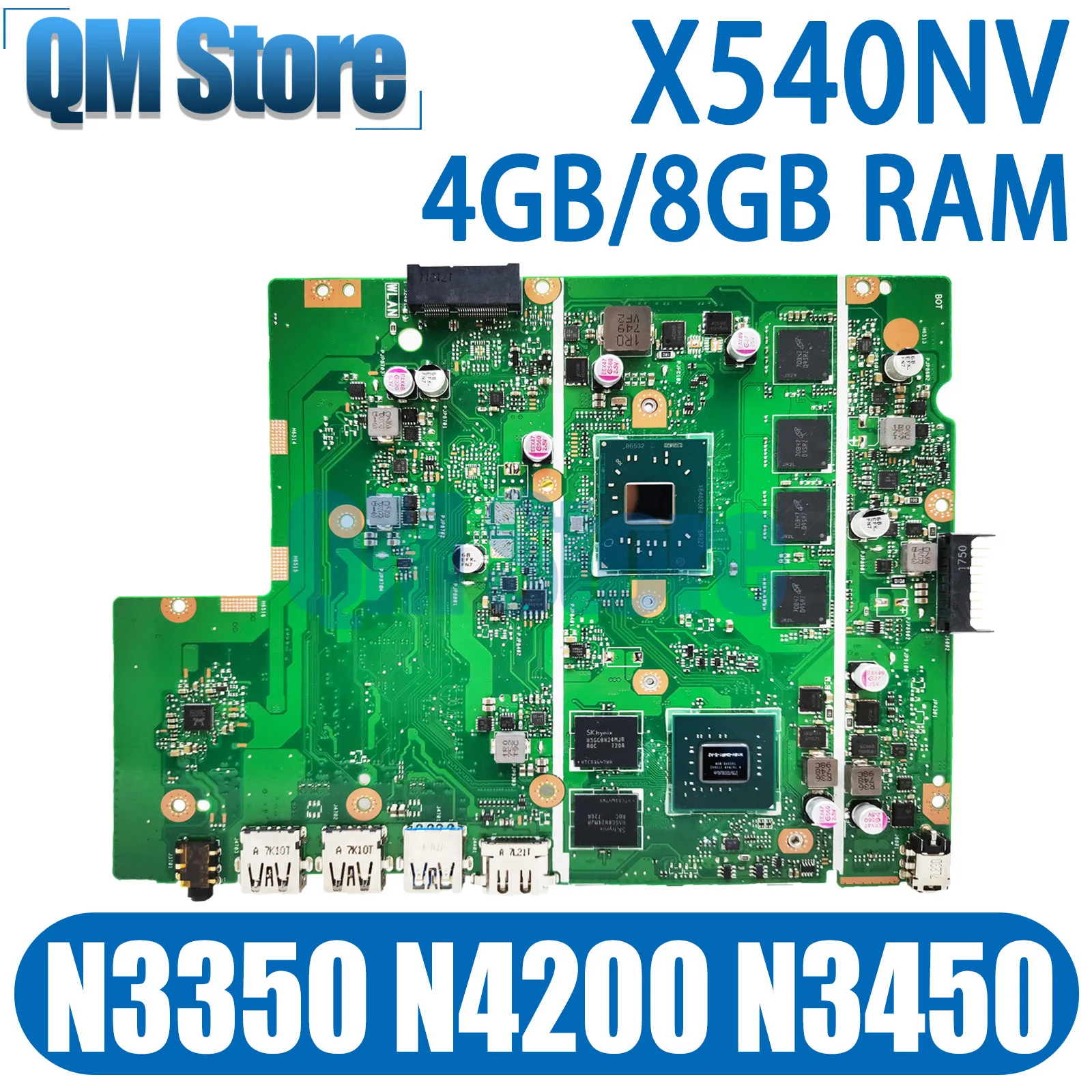 X540NV Mainboard For ASUS X540N D540NV F540NV A540NV R540NV X580NV Laptop Motherboard N3350 N3450 N4200 920MX/V2G 4GB/8GB RAM