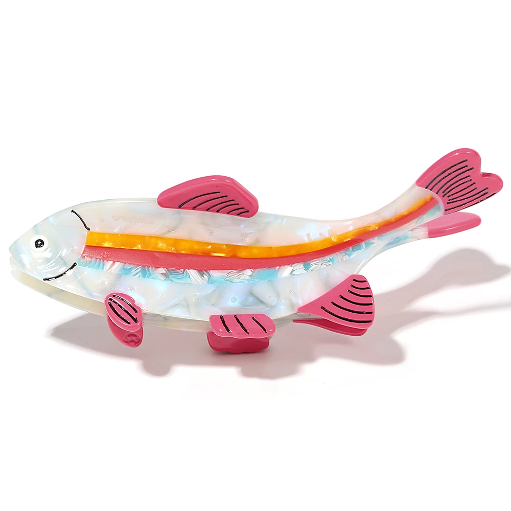 AENSOA Ocean Series Rainbow Fish Niche Design Hairpin Acrylic Creative Large Shark Clip-on Tail Hair Accessories For Women