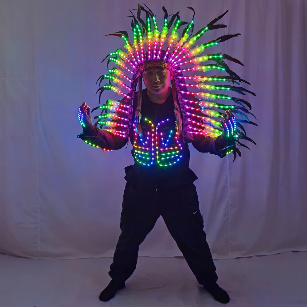 Voll farbige LED leuchtende Rüstung leuchten Jacke leuchtende Kostüme Anzug Bar Dance Team ds Sänger DJ Nachtclub Gogo Kostüm