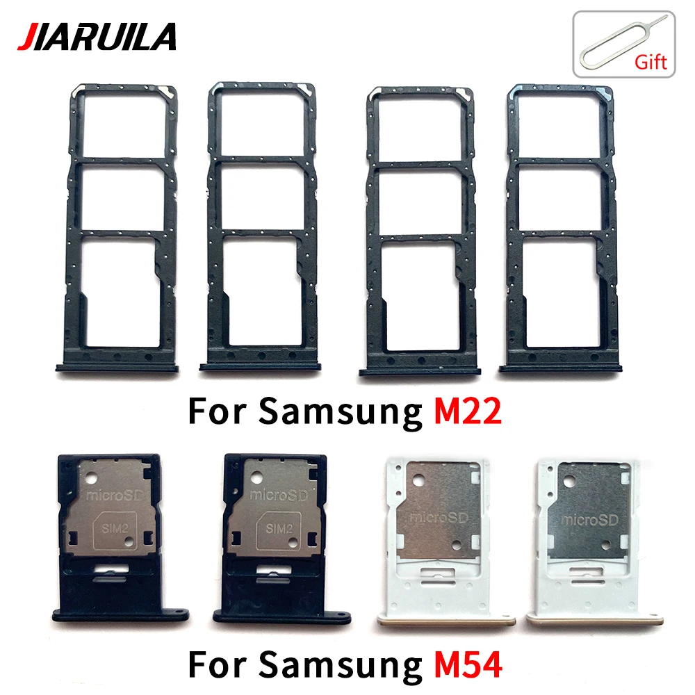 10Pcs，Dual Card SIM Card Tray Chip Slot drawer Holder Adapter Accessories Parts For Samsung M21 M21S M22 M31 M54 M34 5G M15 5G