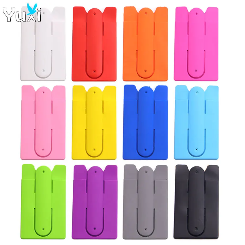 YuXi 1 Piece Silicone U-shaped Card Holder Case Pouch For Cell Phone Colorful Card Holder Fashion Adhesive Sticker Back Cover