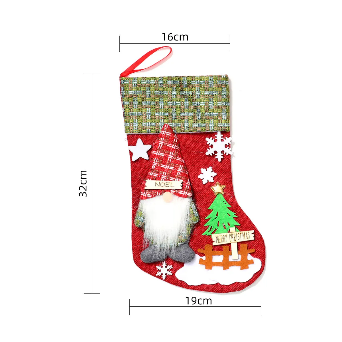 Christmas Stockings Large Capacity Christmas Ornament Sock Faceless Old Man Doll Three-dimensional Christmas Linen Socks - Image 5