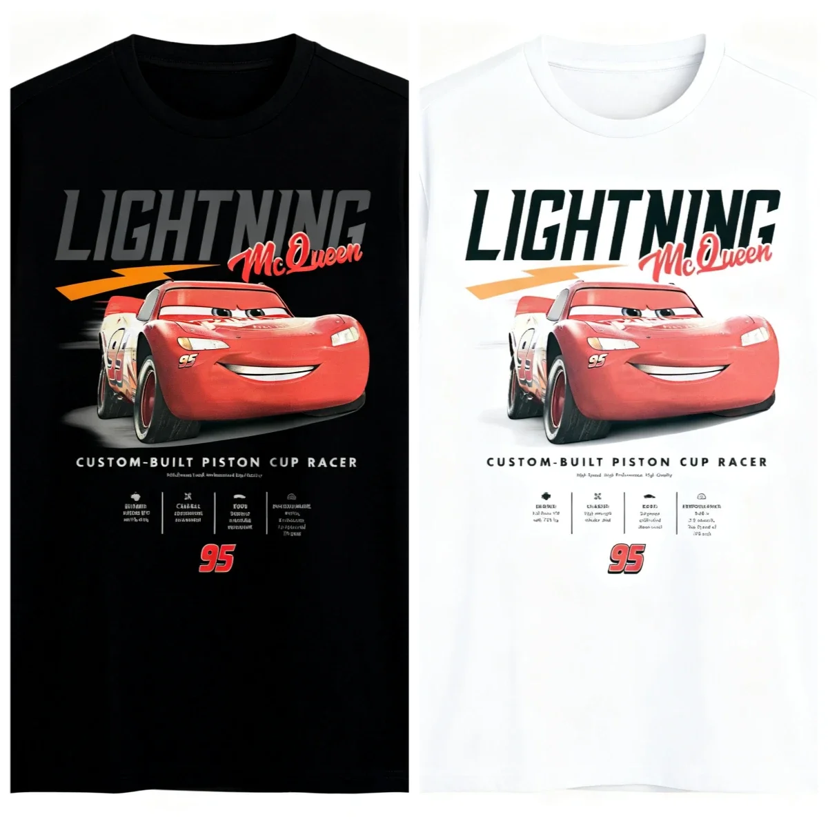 

Disney Pixar Trendy Casual Loose Fashion Short-sleeved Car Story Lightning McQueen Statistical Adult T-shirt