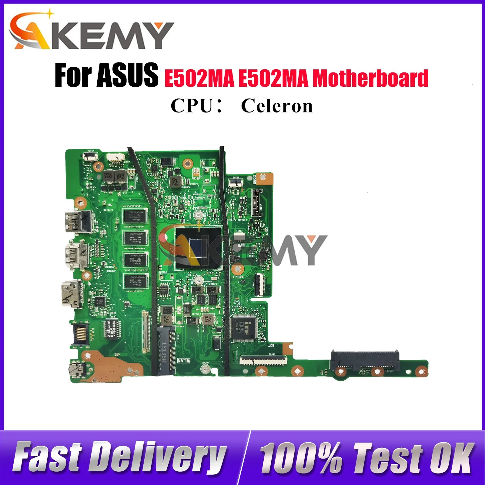 

E502MA Laptop Motherboard For ASUS EeeBook E502M E502MA Notebook Mainboard With Celeron CPU 100% tests OK fast shipping stk