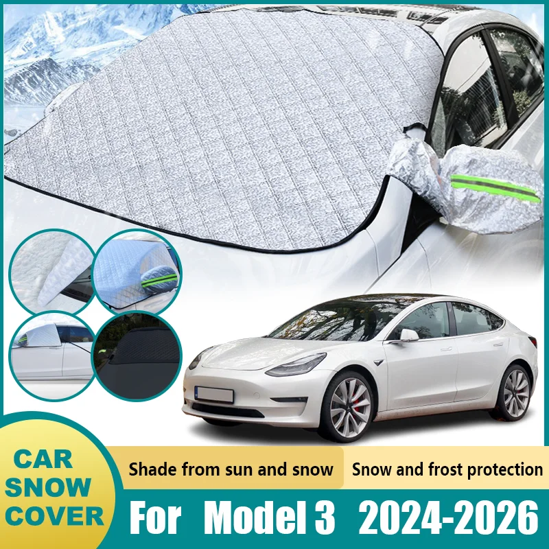 

Car Front Sunshade For Tesla Model3 Model 3 2024-2026 Accessories Windshield Rain Cover Snow Shield Anti-dirty Waterproof Tools