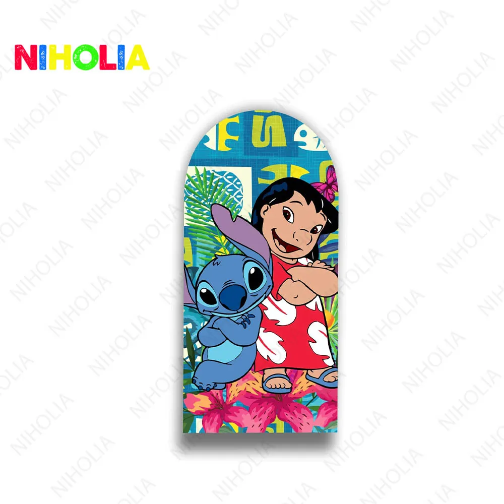 Disney Lilo & Stitch Arch Covers Photography Backdrop Summer Hawaii Birthday Doubleside Background Polyester Photo Booth Props