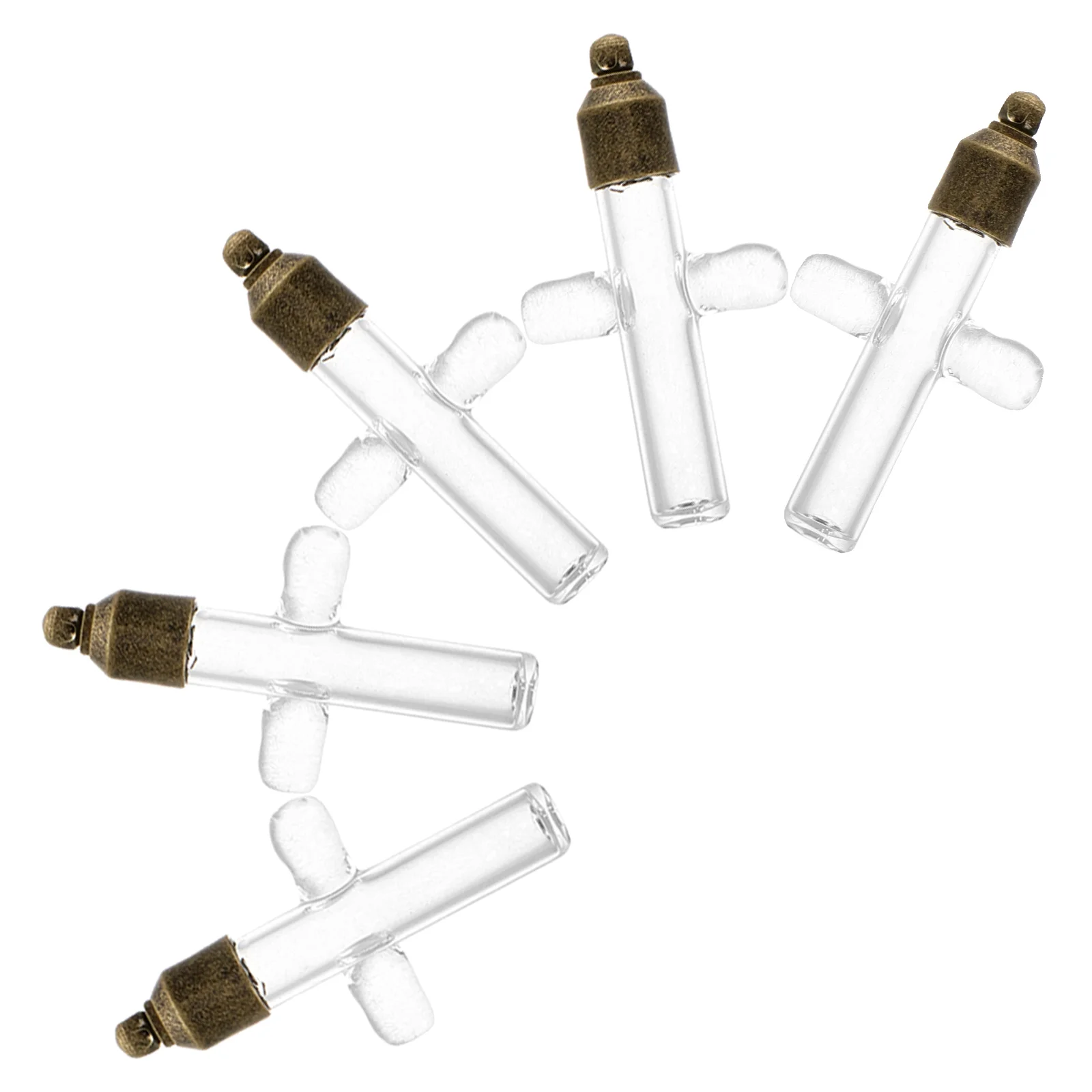 

5Pcs Mini Glass Bottle Pendants Transparent Cross Design Openable Keepsake Bottles for Wishes Messages DIY Craft Pendant Charms