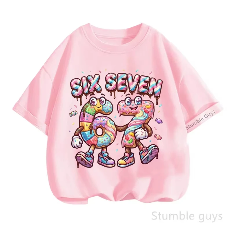 Kids Candy Donut SIX SEVEN Number 67 Graphic T-Shirt, Soft Cotton, Wear for Boys & Girlstk0099
