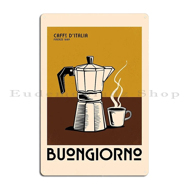Italian Espresso Maker Coffee Vintage Kitchen Metal Plaque Poster Cinema Kitchen Design Classic Rusty Tin Sign Poster