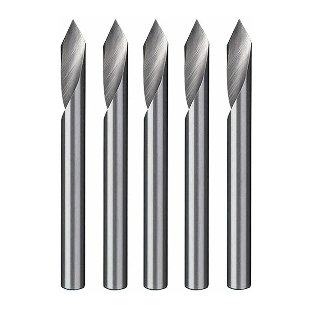 Tool Bits Spiral CNC Milling Metalworking High Wear Resistance Router Bits V Groove 5 Pcs 60 Deg Engraving Tool