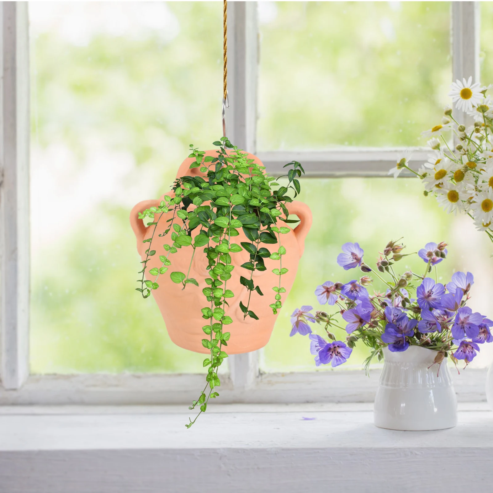 

Red Pottery Wall Planter Hanging Plant Pot Wall Mounted Flowerpot for Balcony Garden Indoor Outdoor Succulent Flower Planter