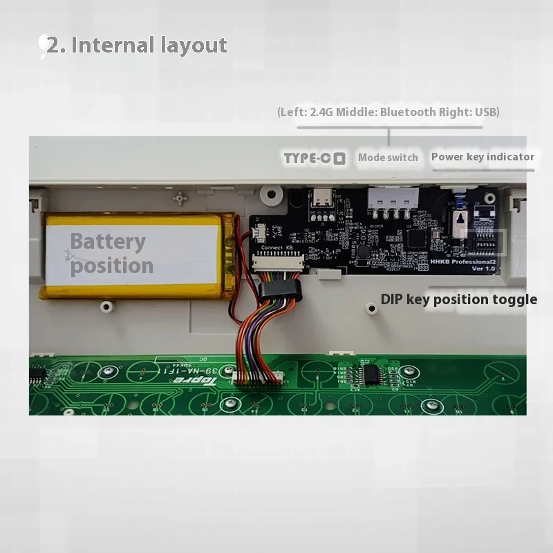 Imagem -03 - Hhkb Teclado Capacitivo com Fio para Kit de Placa de Controle Principal sem Fio Bluetooth com Receptor de Bateria Teclado Personalizado Acessórios para pc