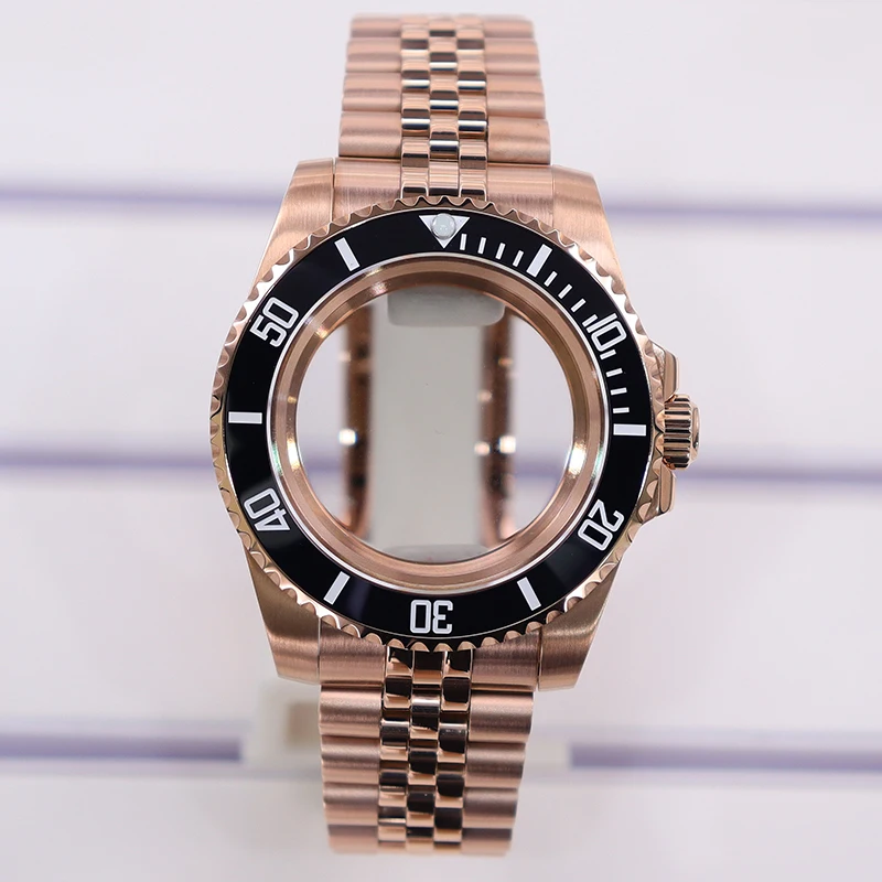 Roségold 40mm NH35 Uhrengehäuse Wasserdicht für NH35 SUB NH36 GMT NH34 NH70 NH72/Miyota 8215/ETA 2824 Gehäuse Jubilee-Armband 20mm – Detail 2