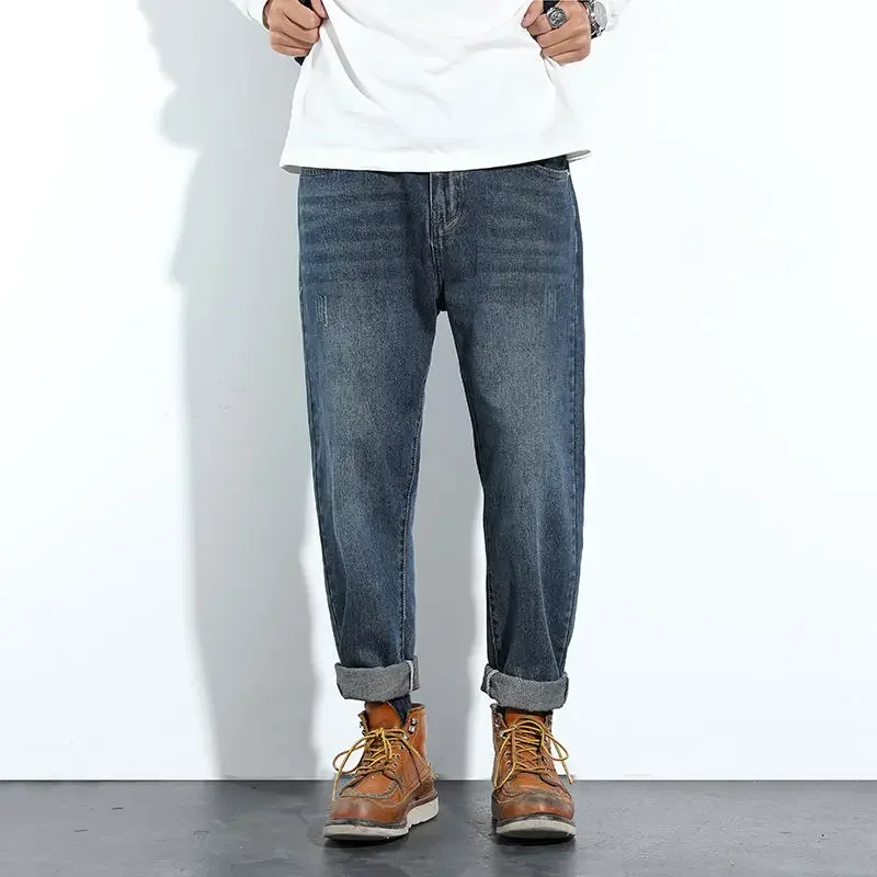 

Cropped Men's Jeans Trousers Xs Y2k Vintage Trend 2025 Goth Fashion Original Cotton Streetwear Stylish Grunge Male Cowboy Pants
