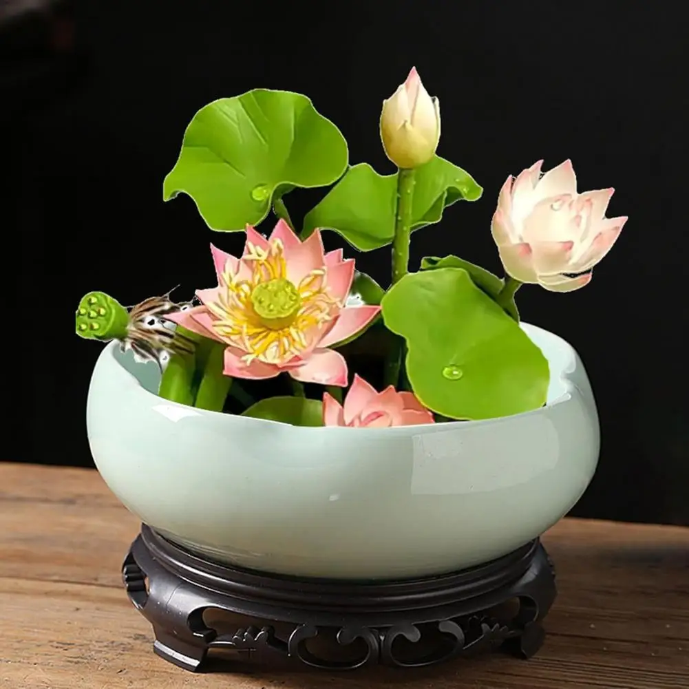 Lotus Kom Planter Opening Keramische Lotus Bloempot Geglazuurde Goudvis Kom Bonsai Kom Lotus Pot Voor Hydrocultuur Planten Narcis