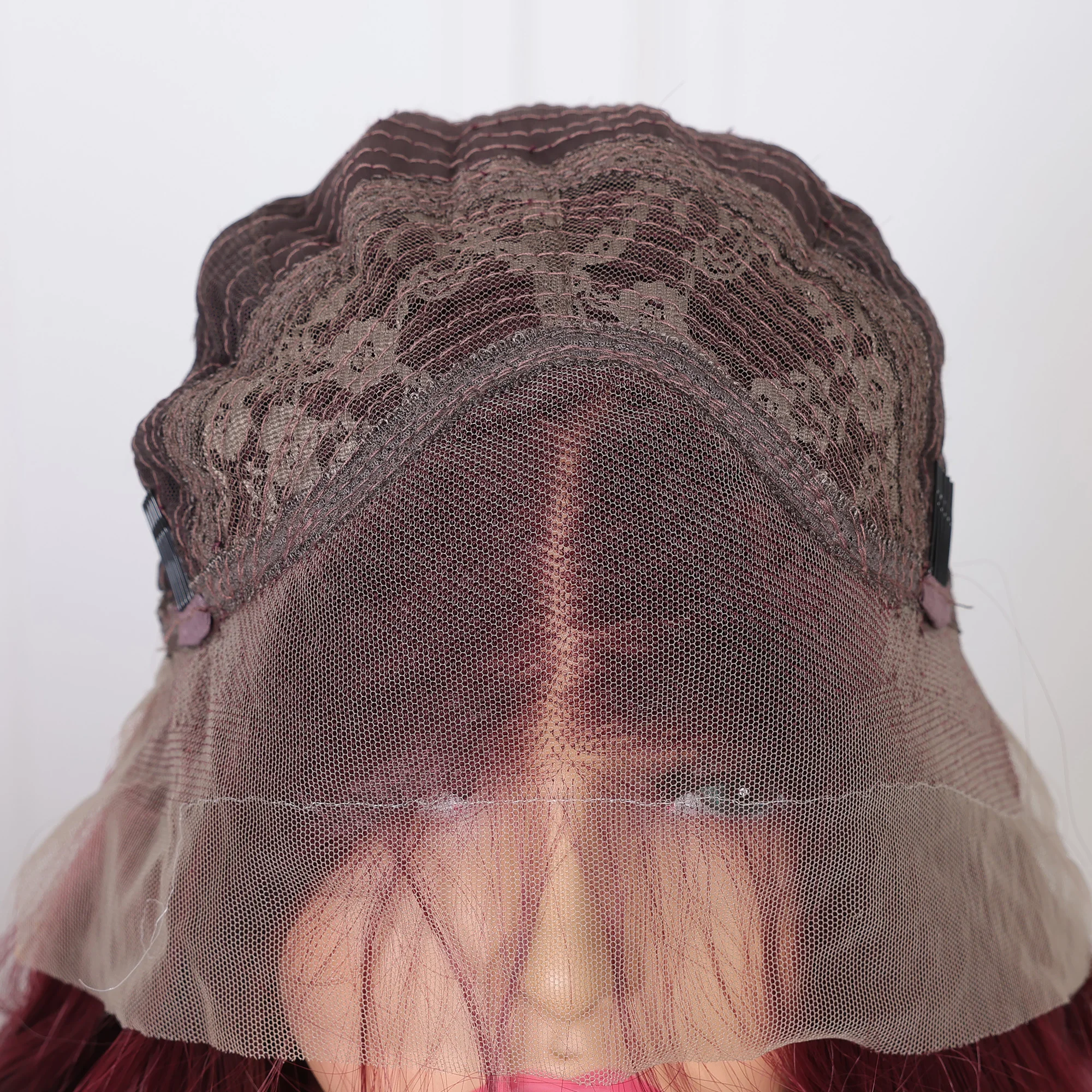 موجة عميقة 99J أحمر بورجوندي اللون الاصطناعية 13X4 الدانتيل الباروكة الأمامية للنساء السود قبل قطعها مع شعر الطفل سحب كوين تأثيري