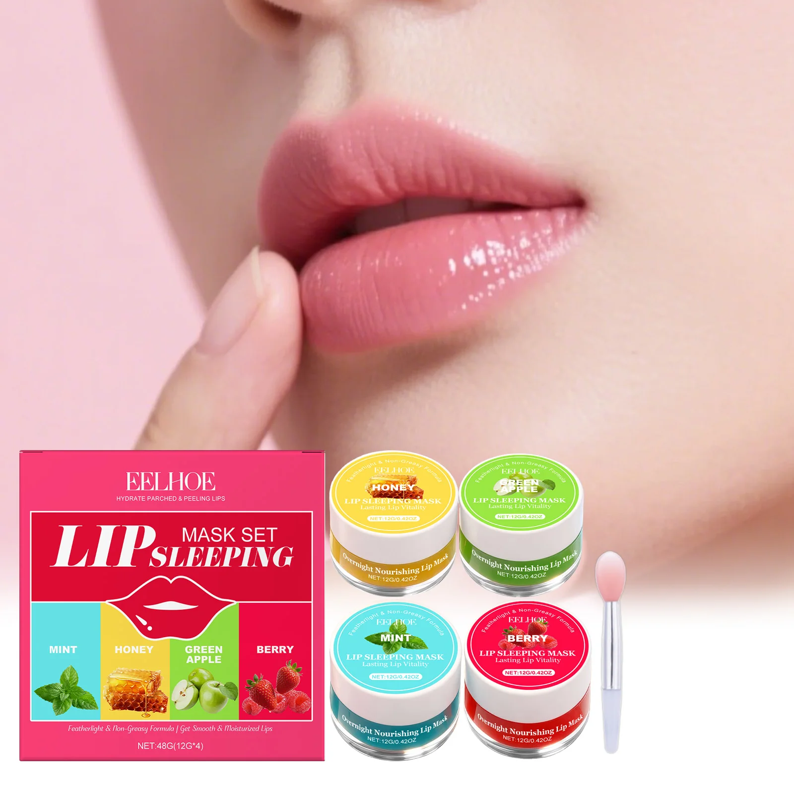 

Набор масок для сна для губ, увлажняющая, освежающая, нелипкая, против трещин, маска для губ, предварительный макияж, основа для губ, сухая спасательная маска для губ