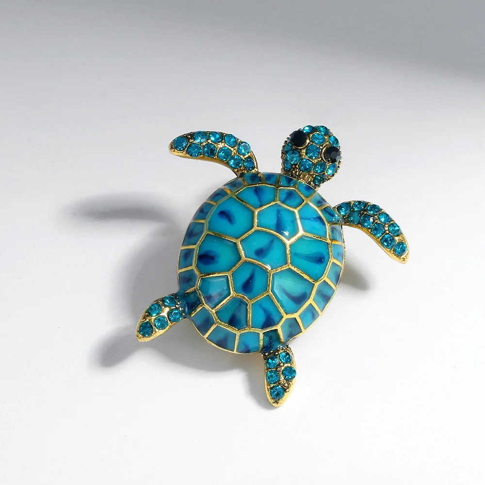 2023 New Rhinestone Enamel Turtle Brooches For Women Luxury Designer Classic Unique Personality Animal Brooch Pins Jewelry Gift