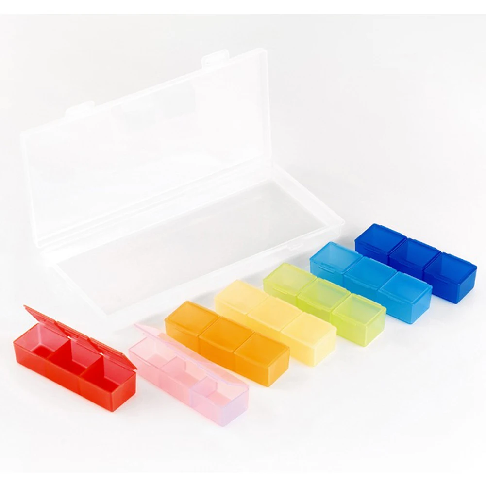 21-Slot Medicine Storage Case Detachable Colorful Weekly Pills Boxes Eco-friendly Vitamin Pills Containers Non-toxic Health Care